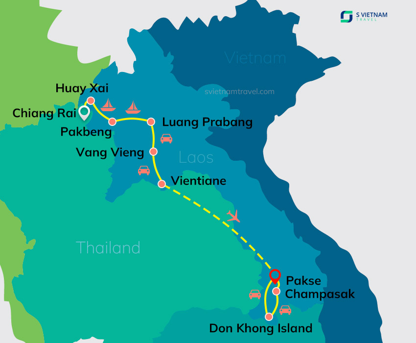 Tour map - Best Of Laos