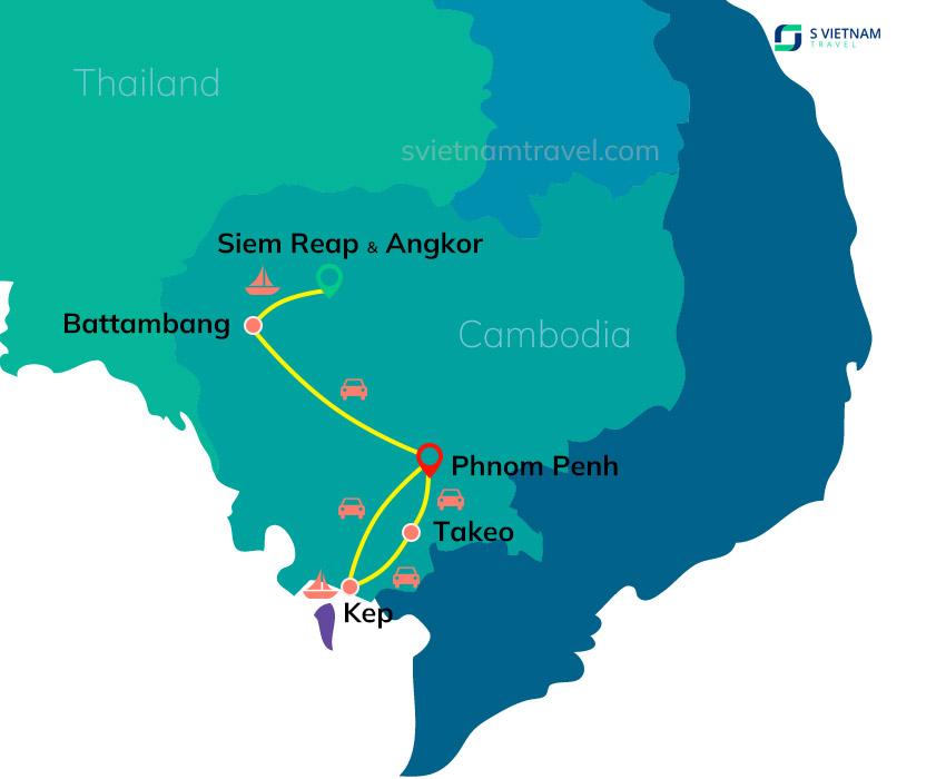Tour map - Cambodia Discovery