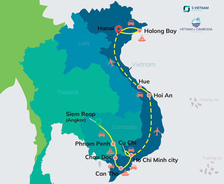 Tour map - Discover Cambodia and Vietnam
