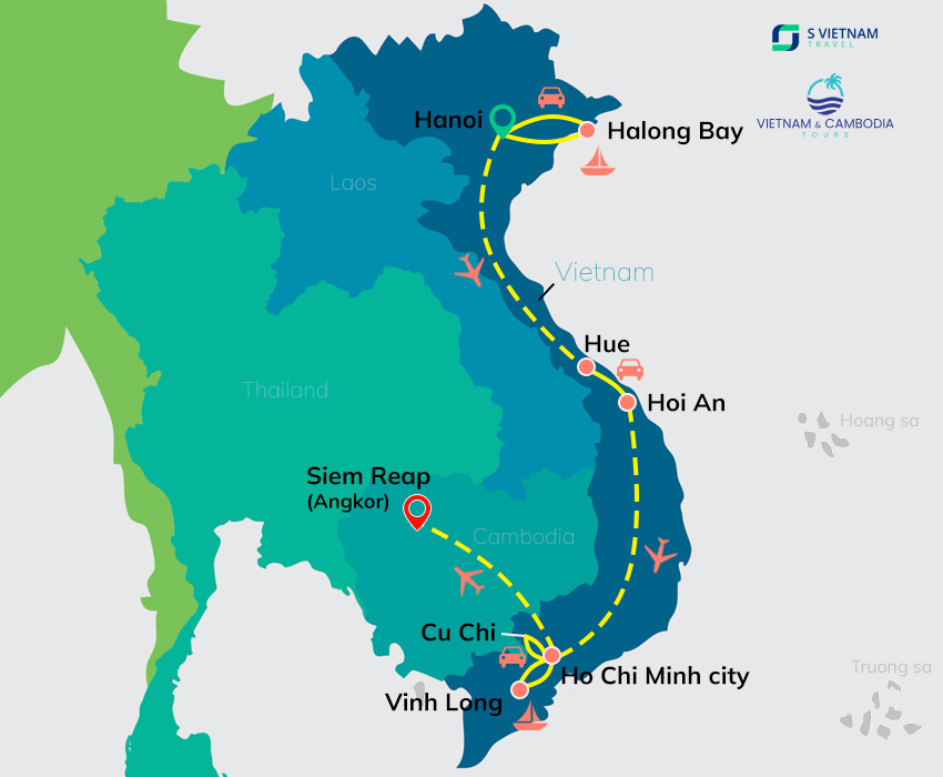 Tour map - Vietnam and Cambodia Family Holiday